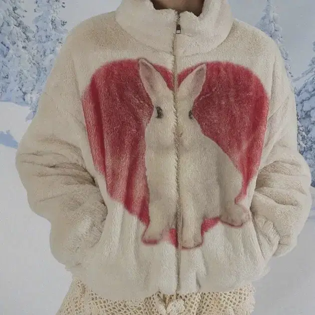 kater Rabbit Heart Fur Jacket BEIGE 카터 퍼