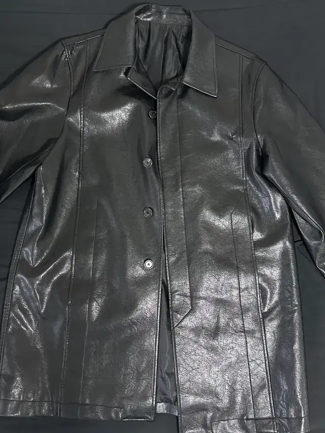 [m] youth faux leather car coat