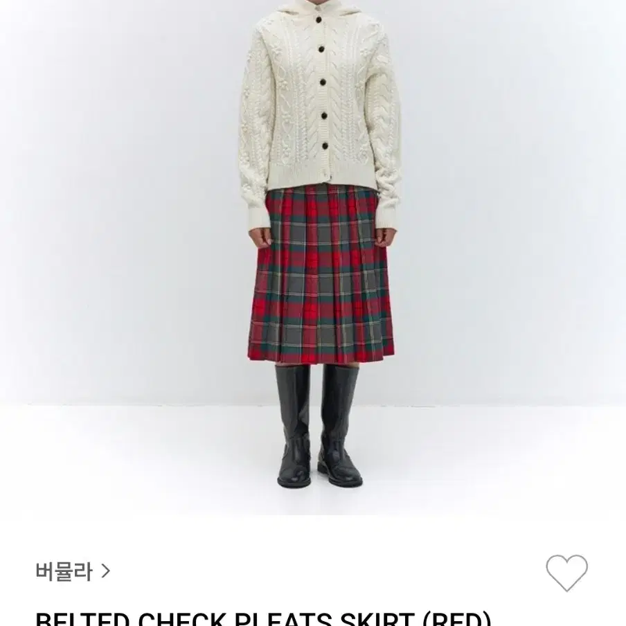 버뮬라 BELTED CHECK PLEATS SKIRT (RED