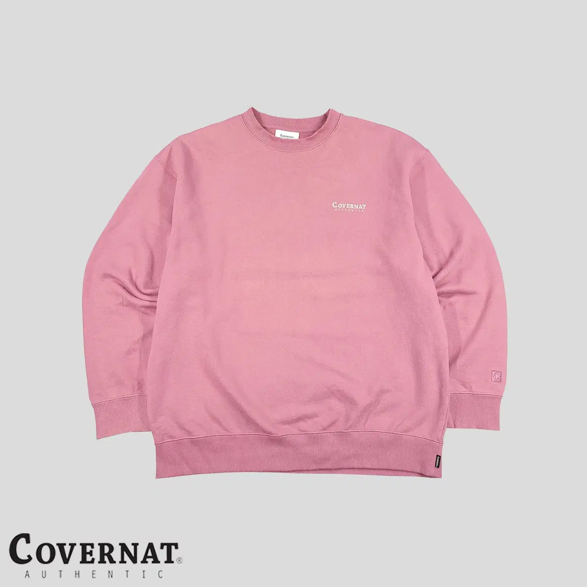 Cover낫 Authentic Deep Pink White Logo Printing Embroidered Patch Overfit Cotton Sweat Man-to-man