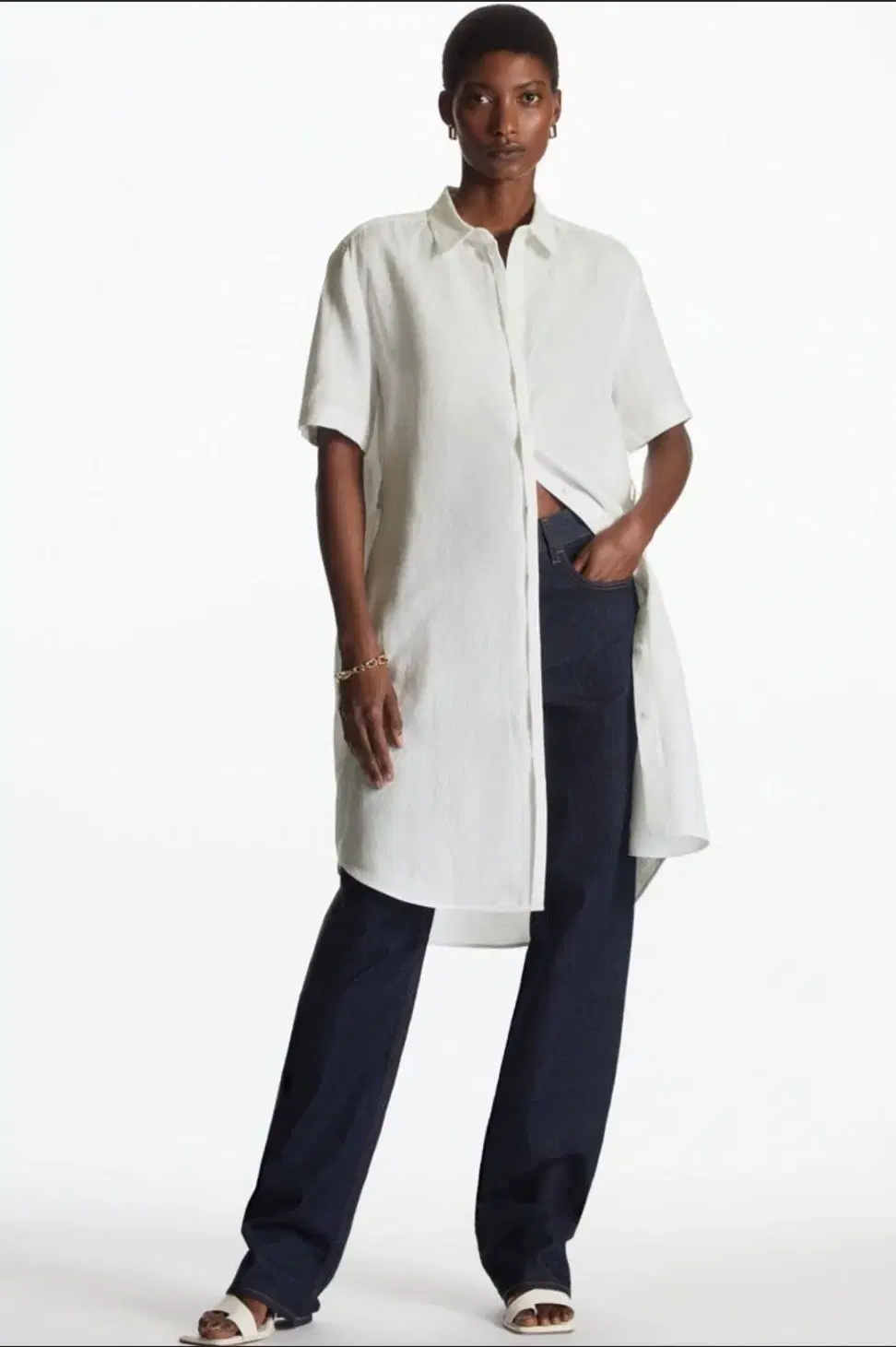 COS COS White linen shirtdress