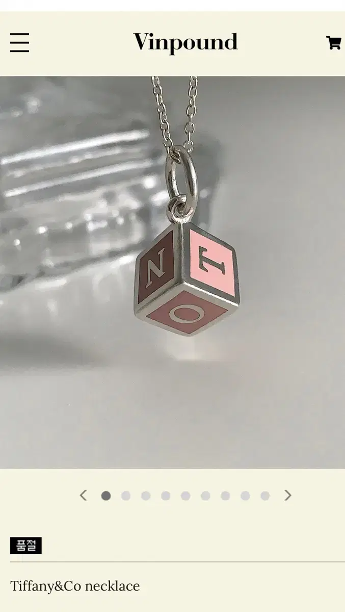 Vintage Tiffany & Co Pink Cube Necklace in Silver 925