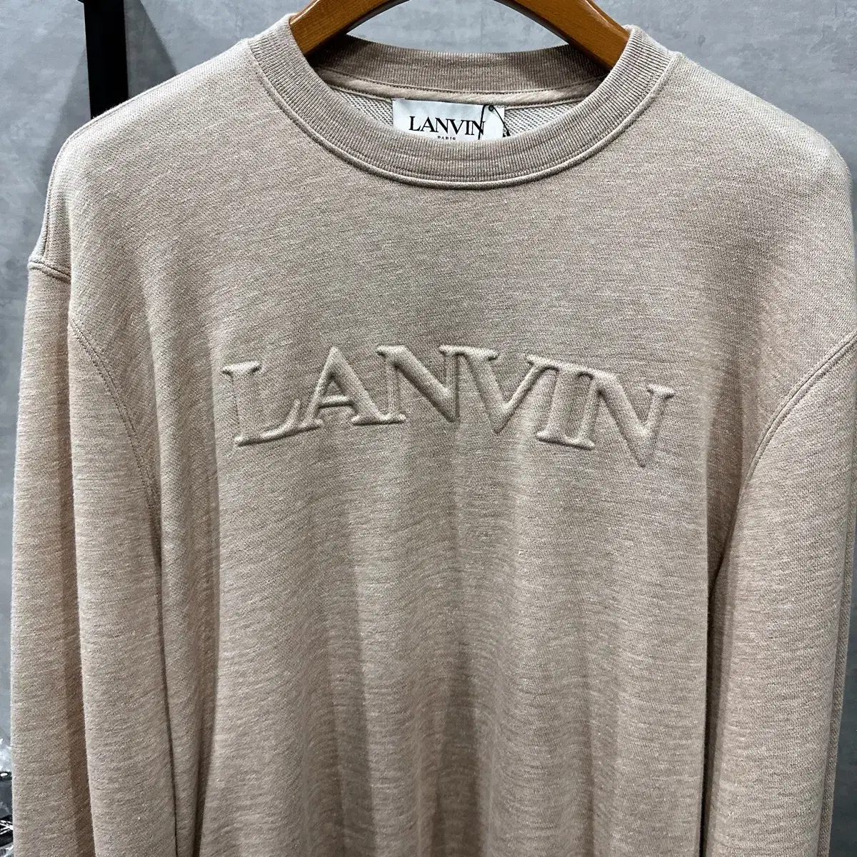 (정품/새상품) LANVIN 랑방 남성 베이지 로고 맨투맨 85%