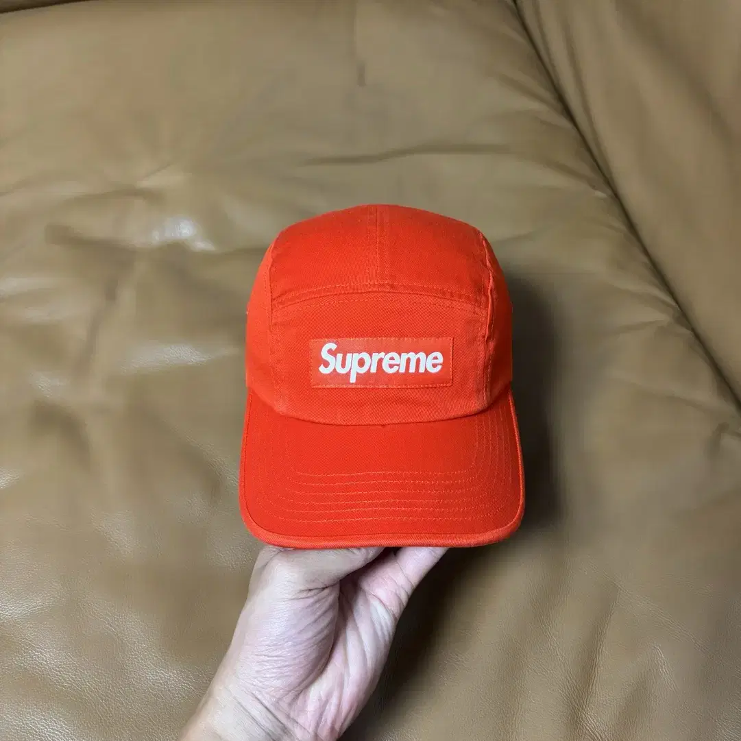 Supreme 슈프림 오렌지 캠프캡 모자 (Washed Orange)