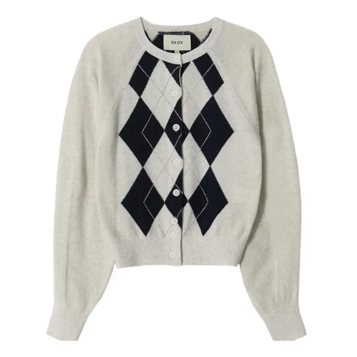 엔오르 가디건 ARGYLE ROUND CARDIGAN - IVORY