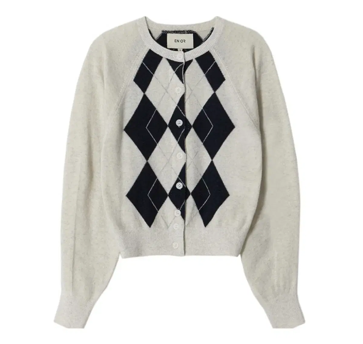 엔오르 가디건 ARGYLE ROUND CARDIGAN - IVORY