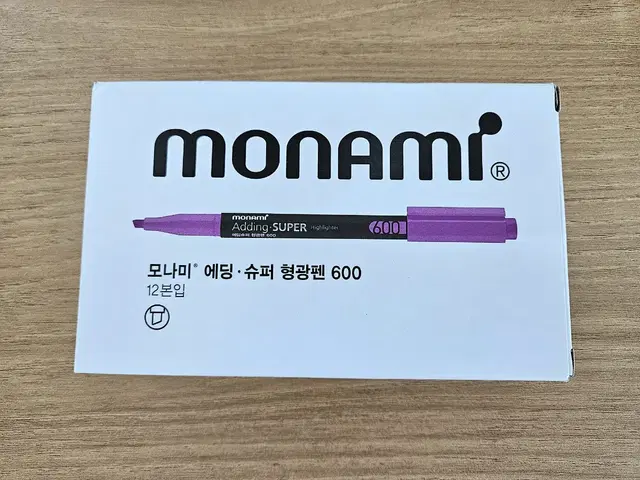 [새상품]모나미 에딩 슈퍼 형광펜 600 퍼플 12본입