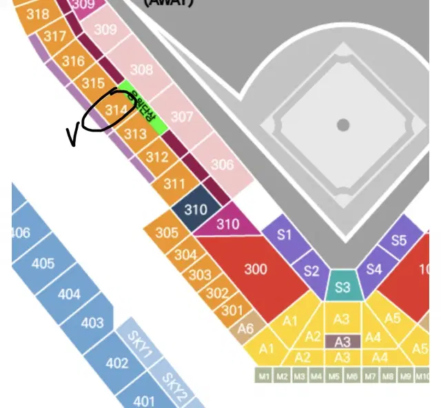 9월29일(일) 한화vsNC 피날레 3루 1층내야 314블록 통로 단석