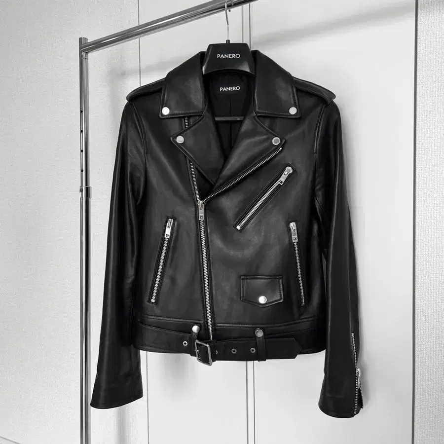 Saint Laurent Double Rider Leather Jacket in Panero (XL)