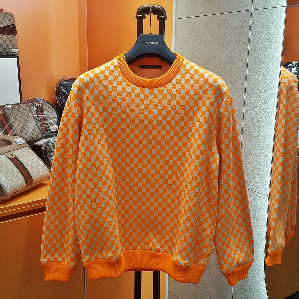 [XLsize]Louis Vuitton Damier Crewneck Knit Orange Brand new