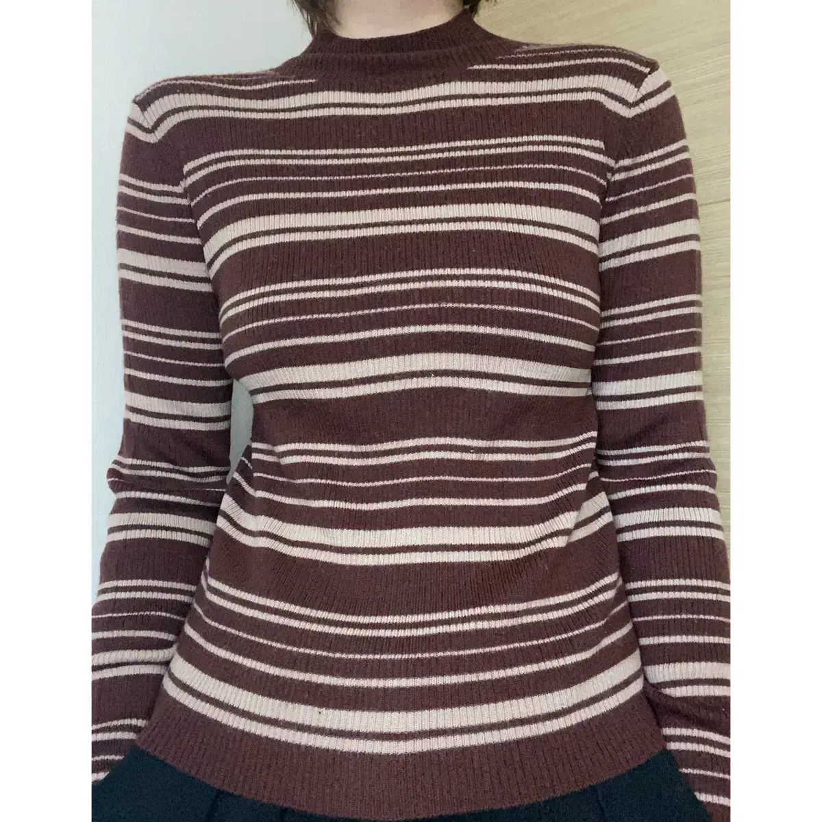 JapaneseVintage wool100% brown striped vahn pola inner for layering