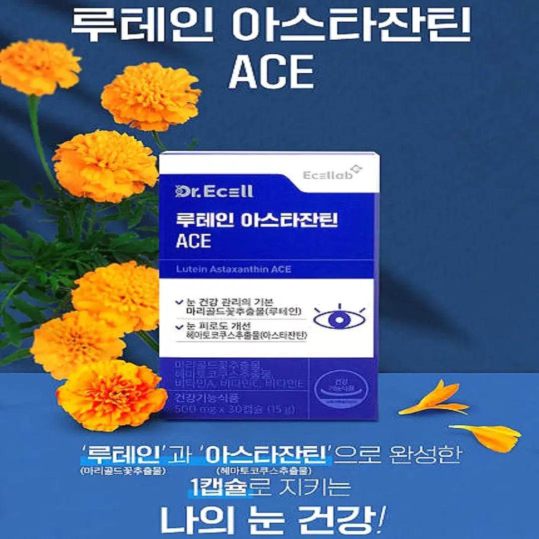 닥터이셀 눈건강 루테인 아스타잔틴 비타민A C E 500mg 30캡슐