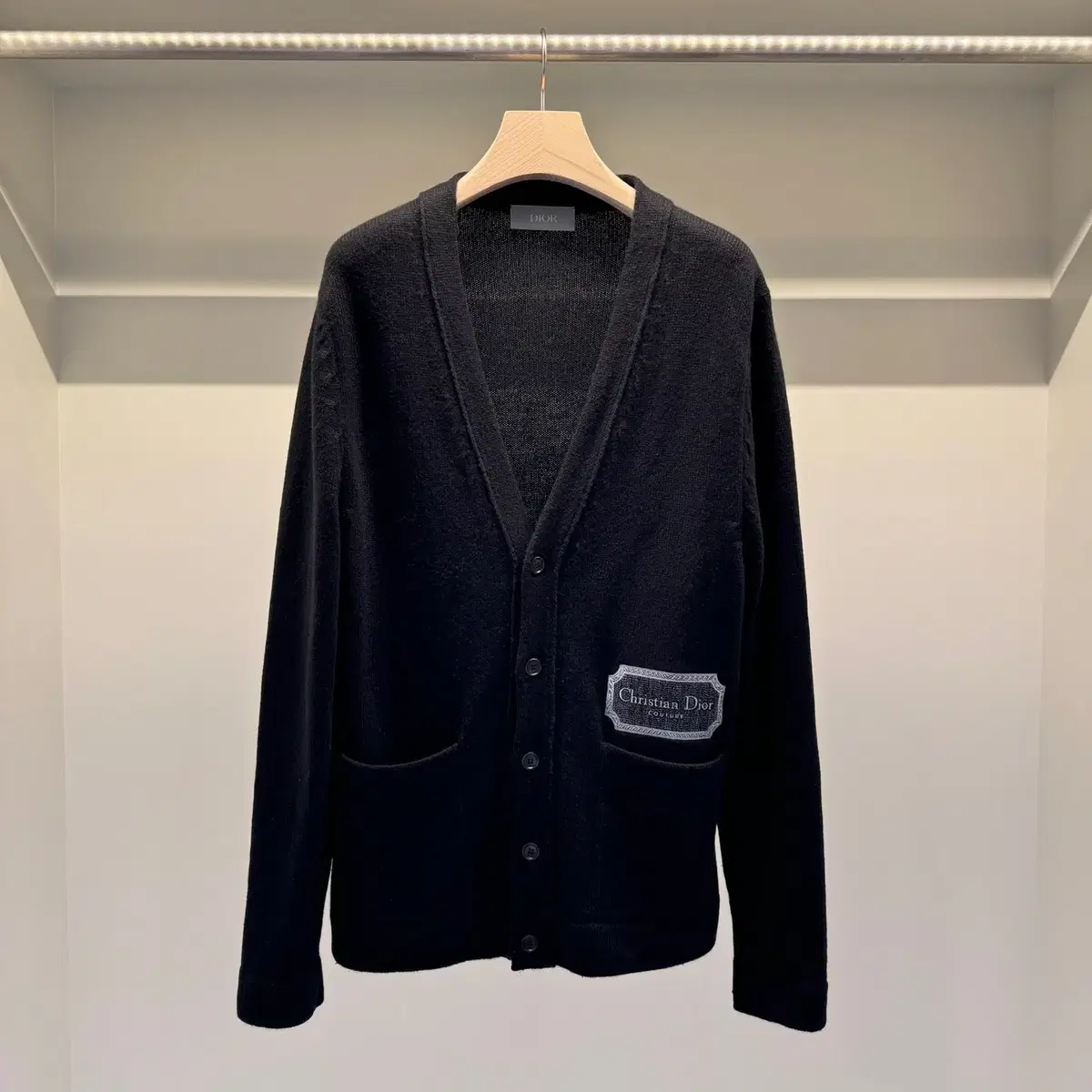 Size L / Dior Couture Embroidered Cashmere Cardigan Black