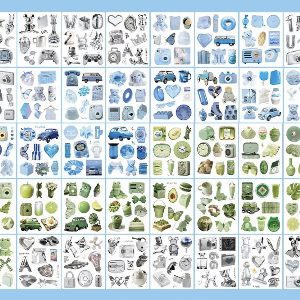 4종 40p 파스텔 오브젝트 씰스티커북 빈티지 감성 키치 다꾸 스티커 다