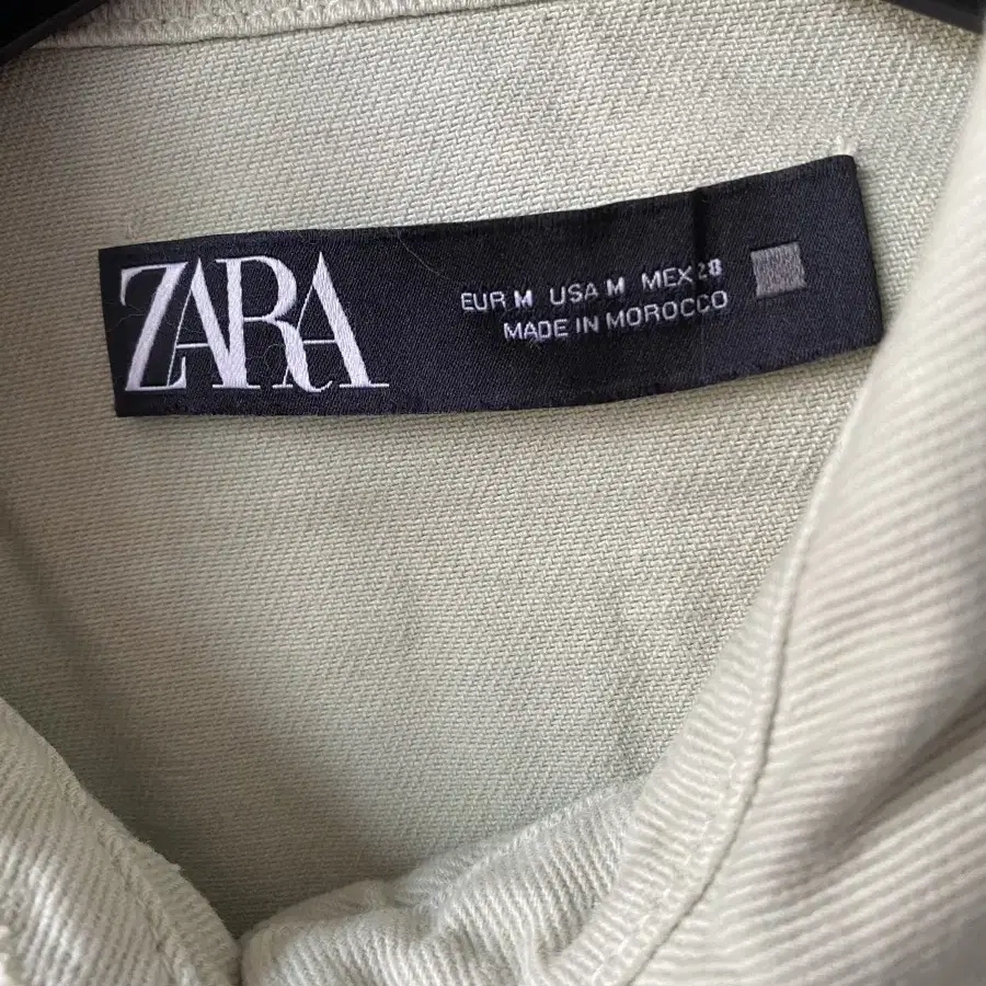 자라 ZARA 민트 프린지 면 박시 긴팔 자켓 M