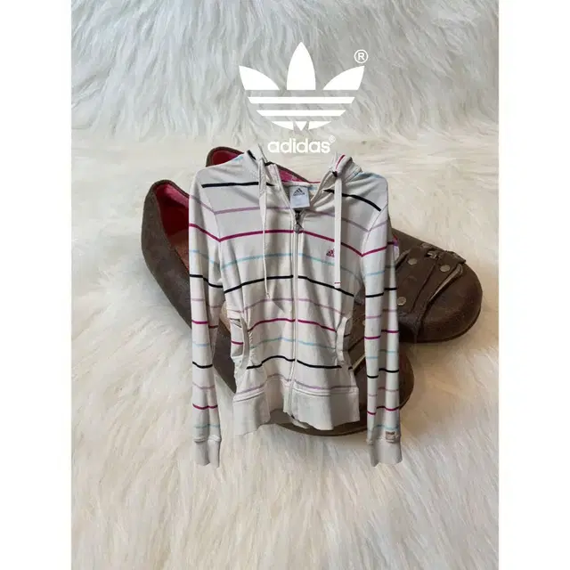 ADIDAS multi stripe hoodie zip-up