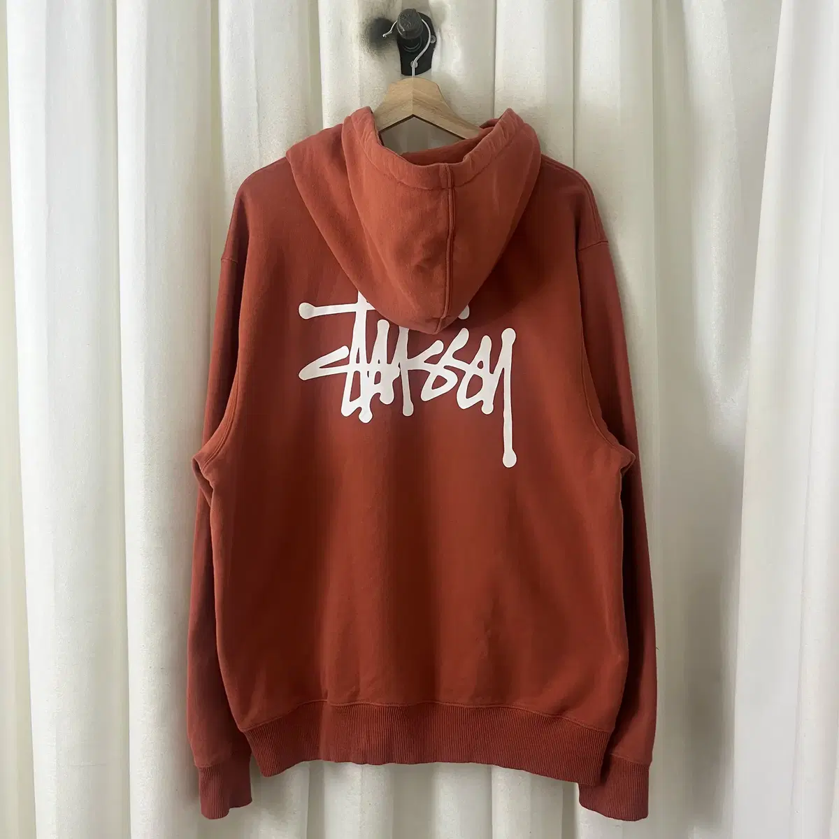 Stussy Orange BackBig Logo Basic Hoodie