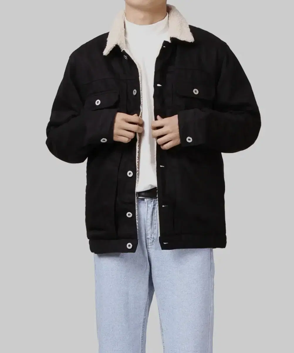 The Story Washed Cotton Sherpa Jacket in Black