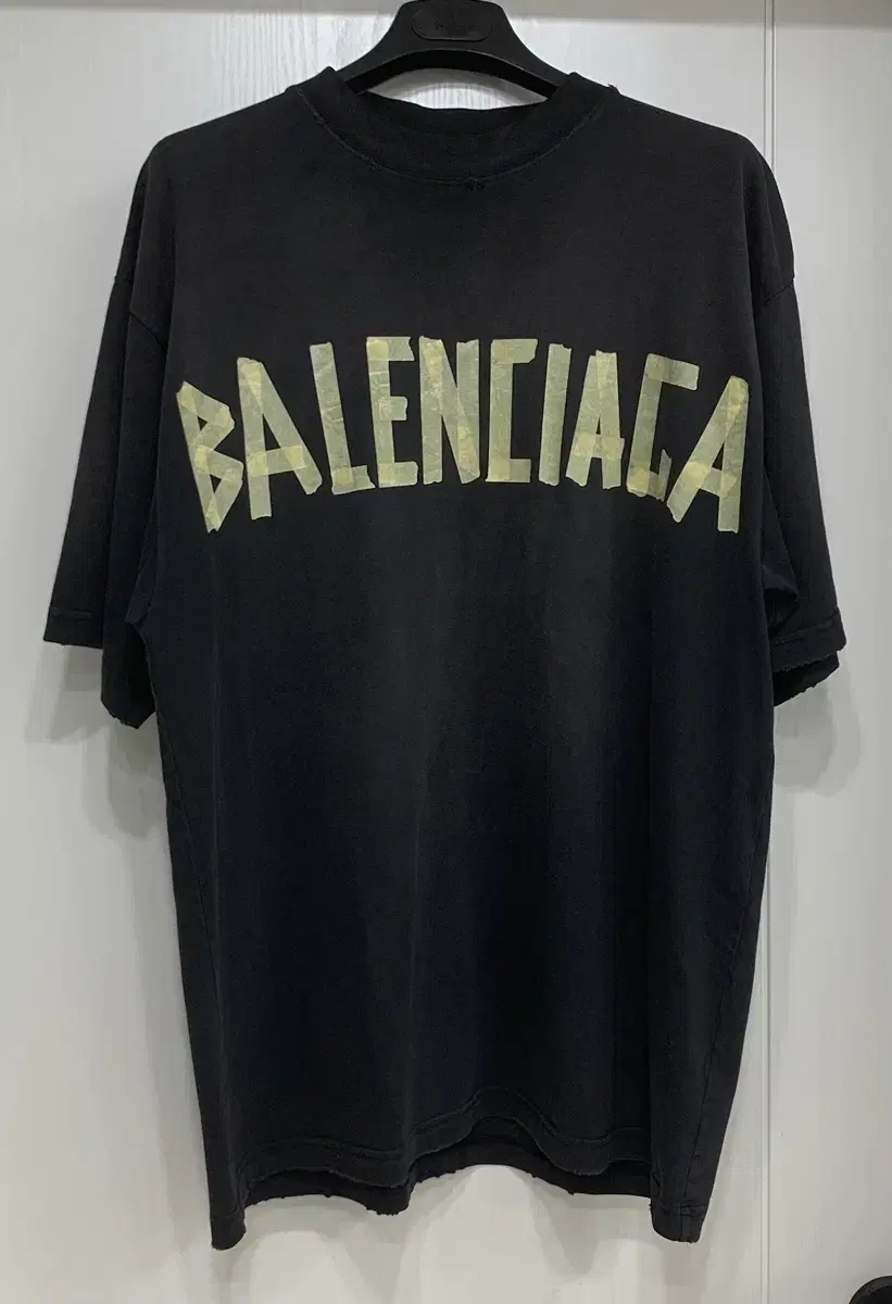 [XS]Balenciaga Tape Type Medium Fit Short-Sleeved T-shirt Faded Black Wash