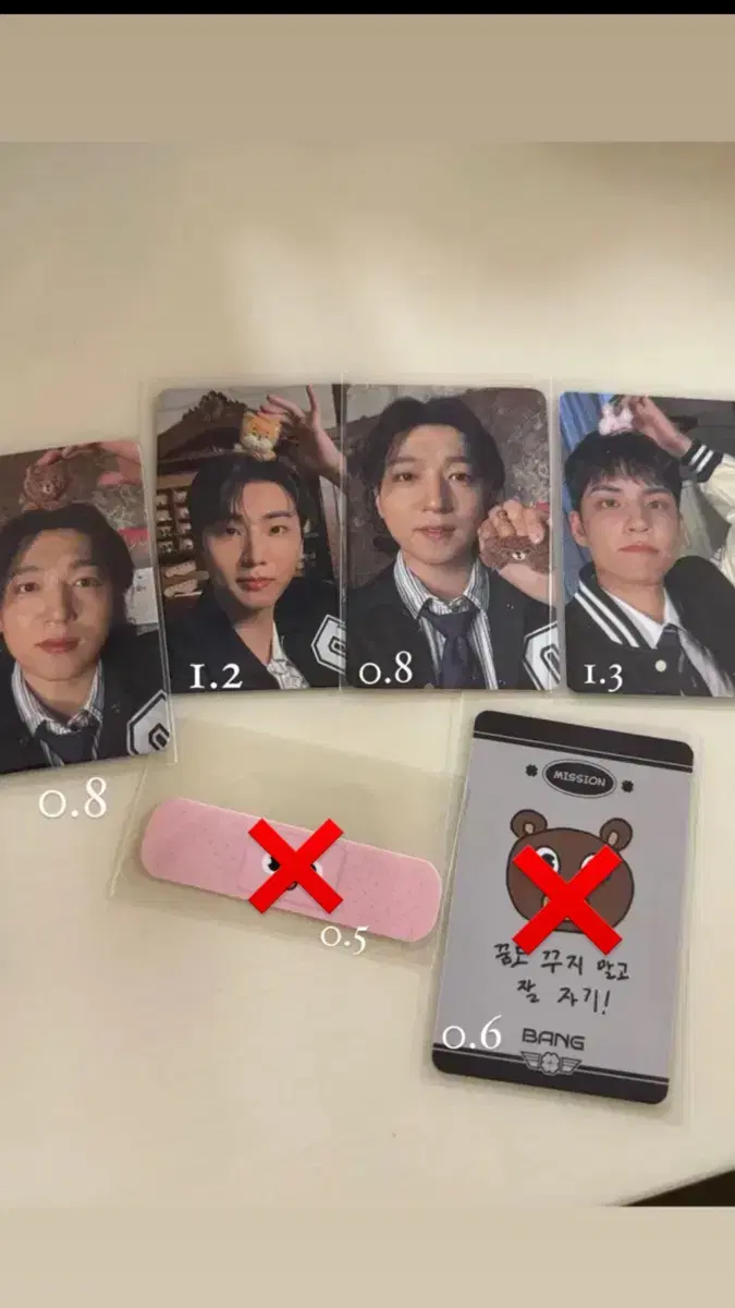 Denimals pop up photocards, admission photocards, band wts.