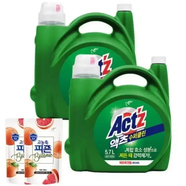 액츠 수퍼클린 액체세제 5.7L 2개 찌든때 전용 세탁세제