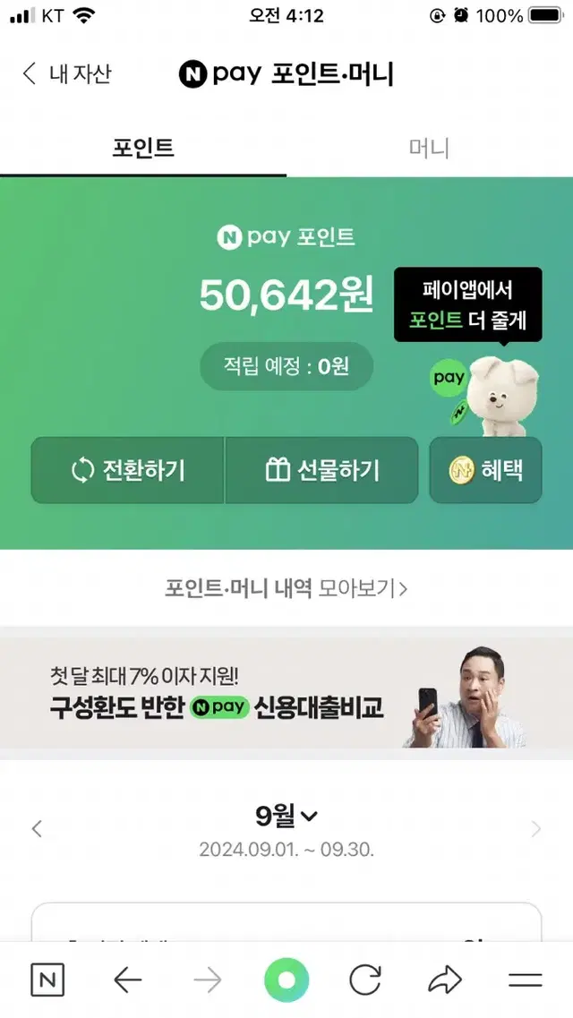 네이버페이머니 5만원 95프로 팝니다