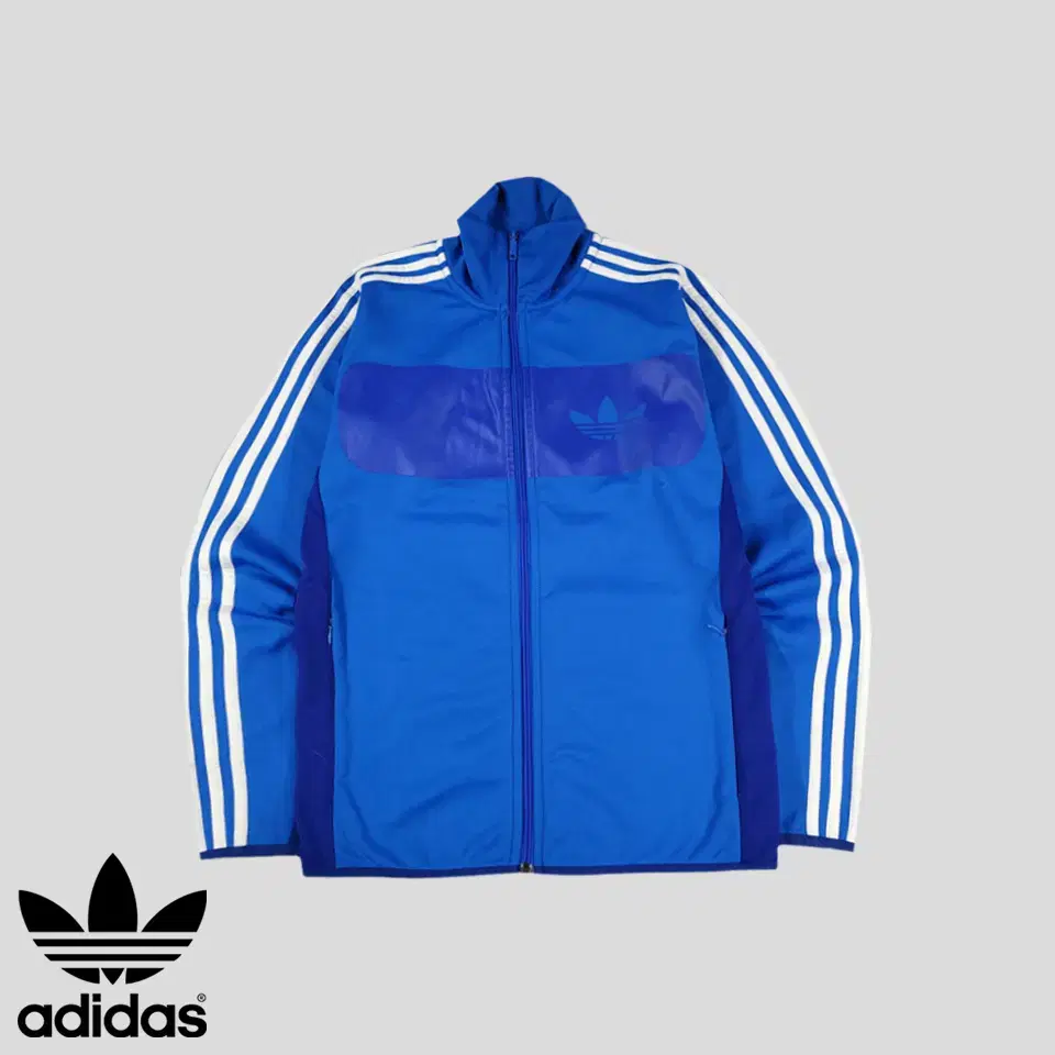 Adidas bloo White Tricot Trefoil Mid-Print Tracktop Zip Up Jersey S