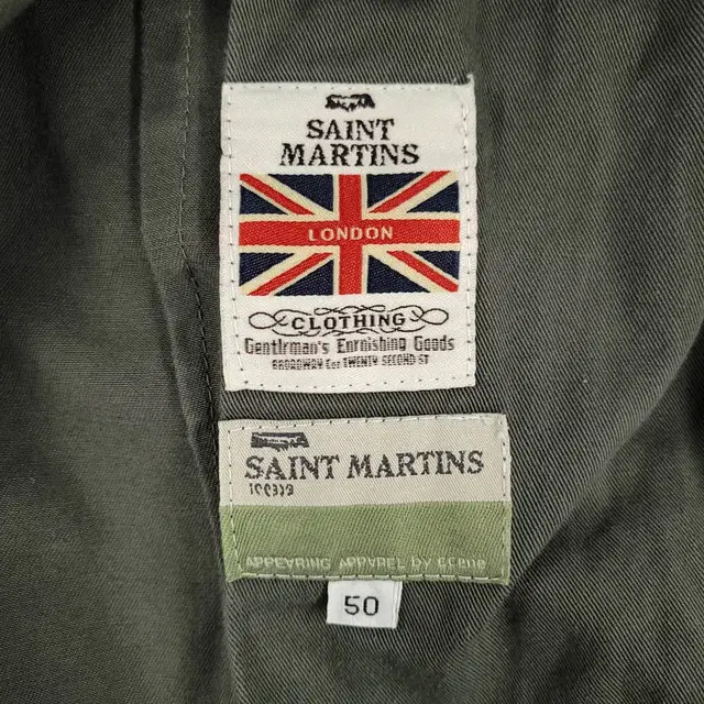 SAINT MARTINS 피그먼트 카키 그린 코튼혼방 투버튼 아메카지 싱