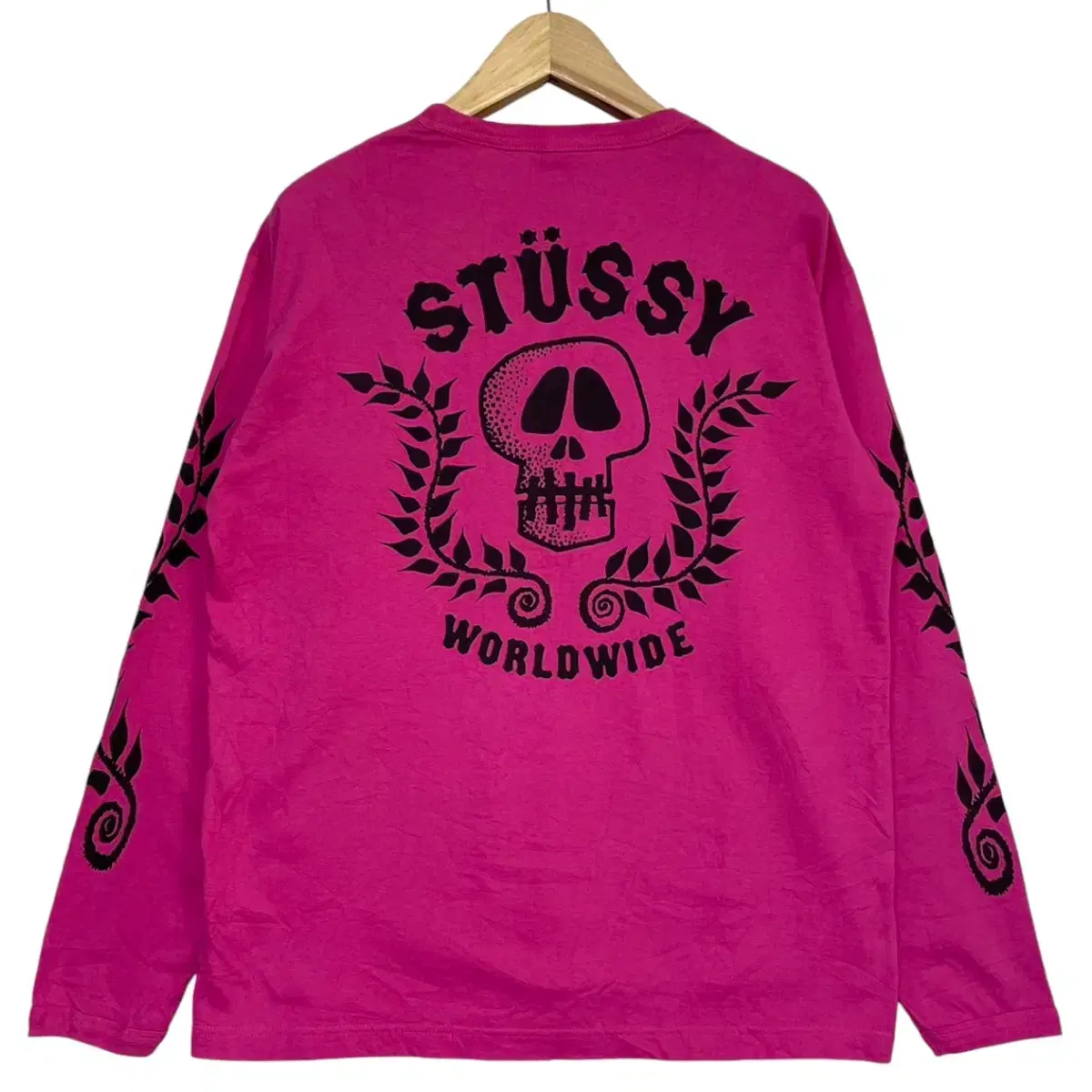 스투시 Stussy 00s 스컬 로고 롱슬리브 마젠타