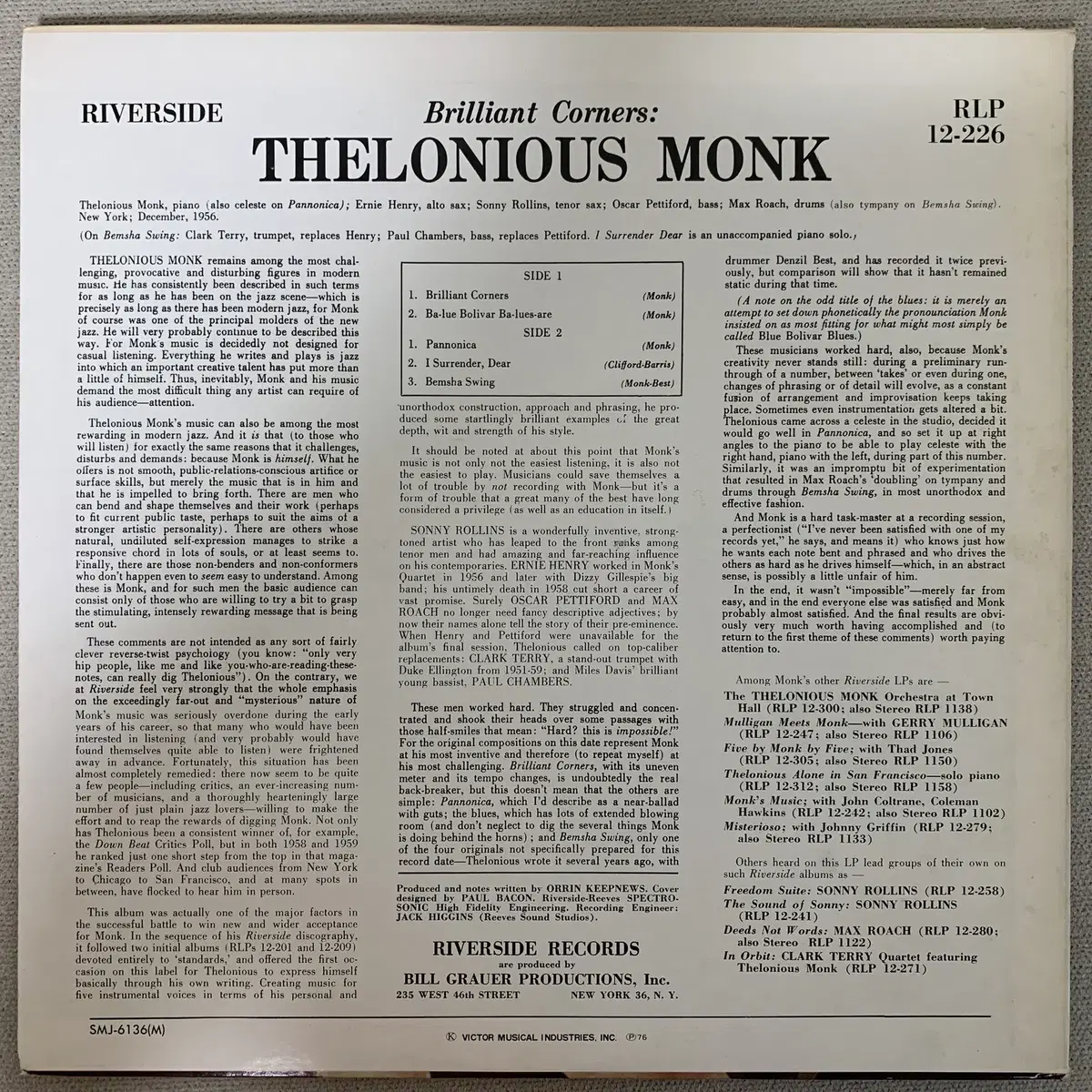 [JAZZ] Thelonious Monk - Brilliant Corne