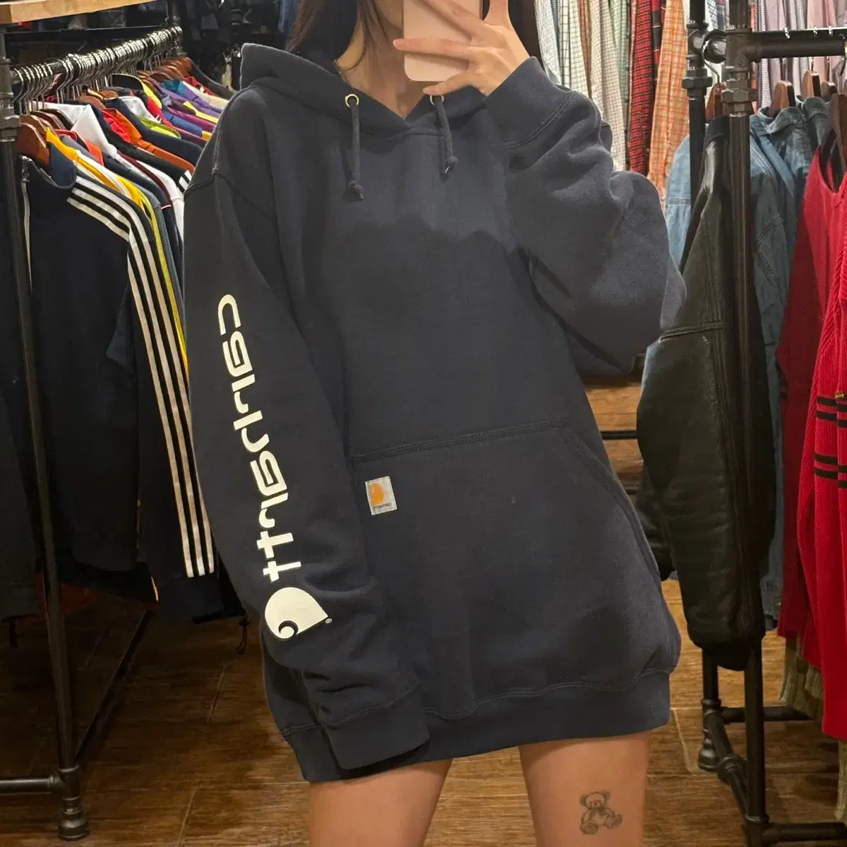 [HI] CARHARTT 칼하트 스펠아웃 후드티 네이비 (M)