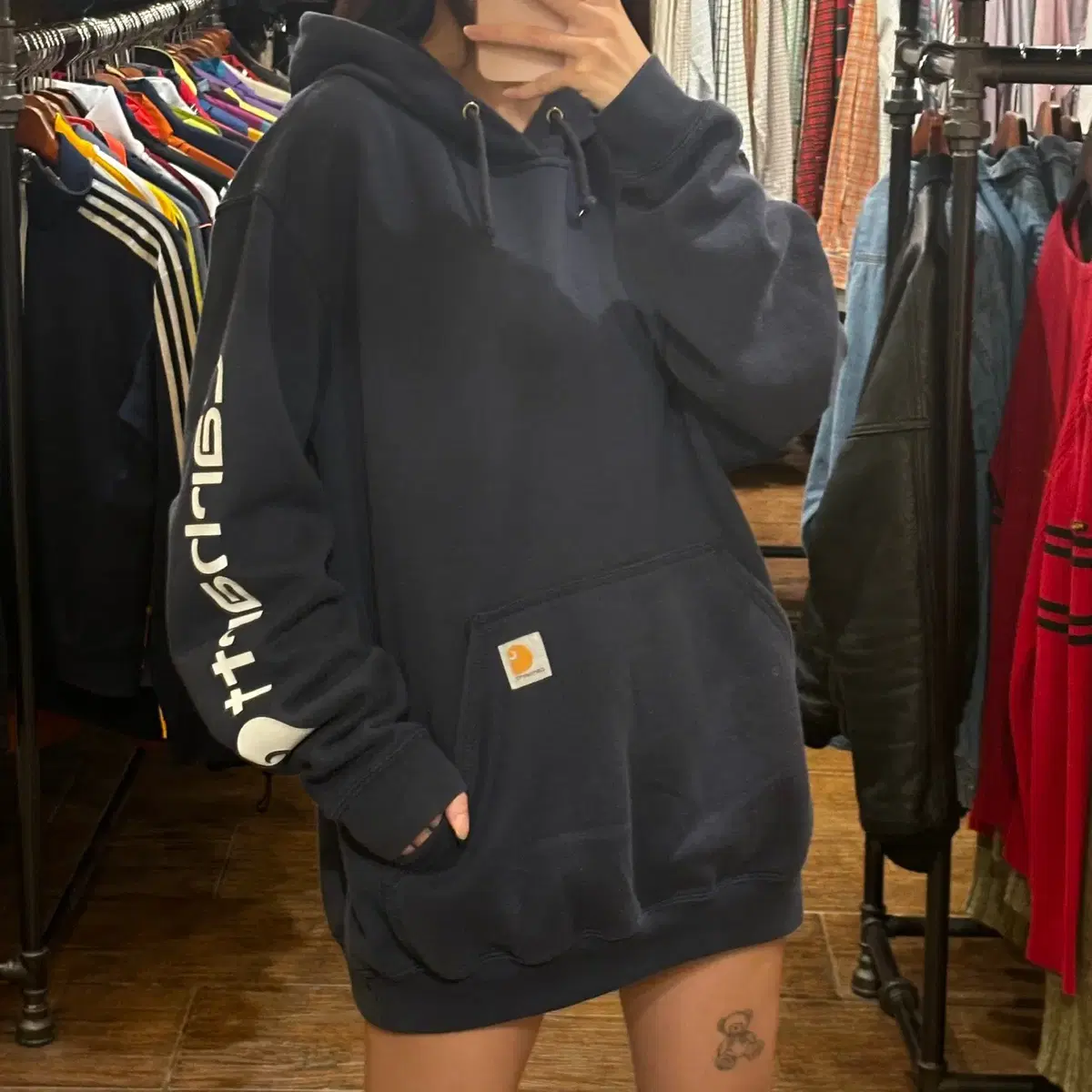 [HI] CARHARTT 칼하트 스펠아웃 후드티 네이비 (M)