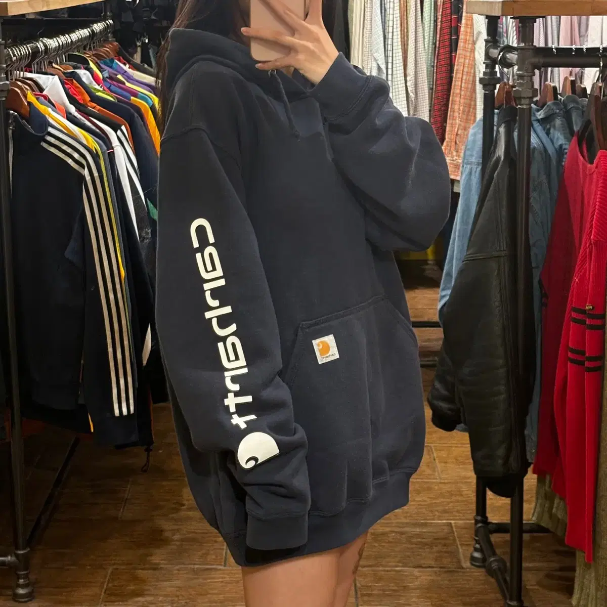 [HI] CARHARTT 칼하트 스펠아웃 후드티 네이비 (M)