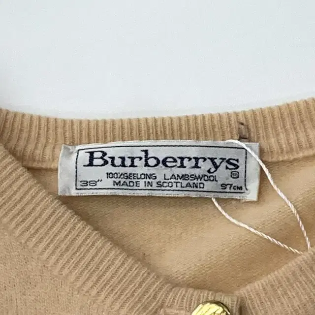 Burberry 버버리 램스울 피치 베이지 금장 니트 가디건