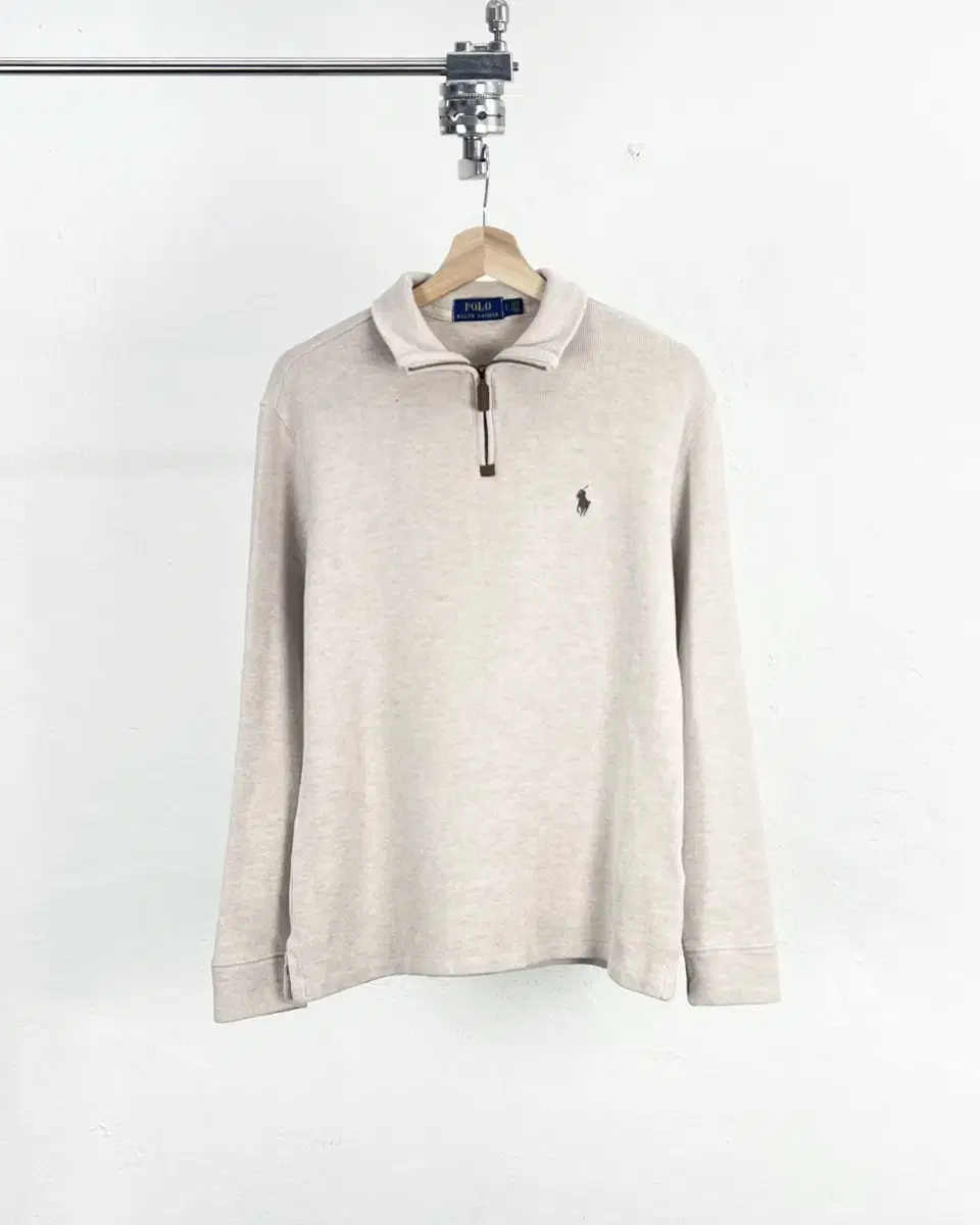 Polo Ralph Lauren Ivory Reddish Brown Pony Half Zip Knit