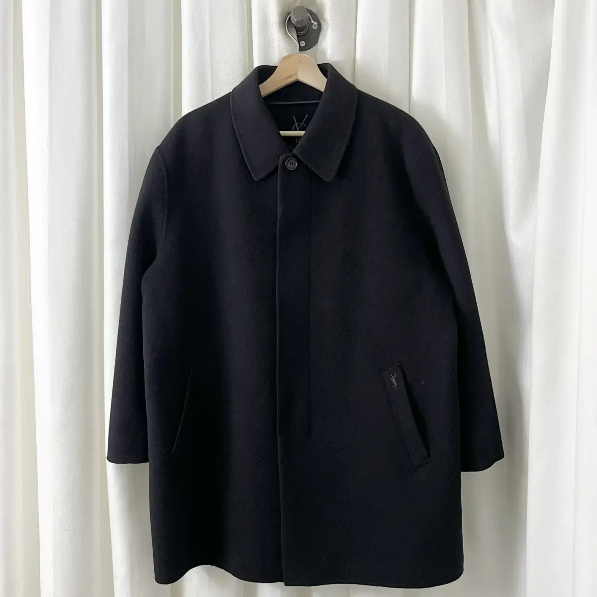 YSL Black Midi-length kara -length coat