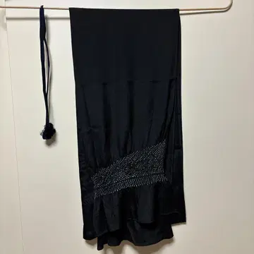 병아띠 타래 블랙 실크 겉옷 끈 다크 네이비색