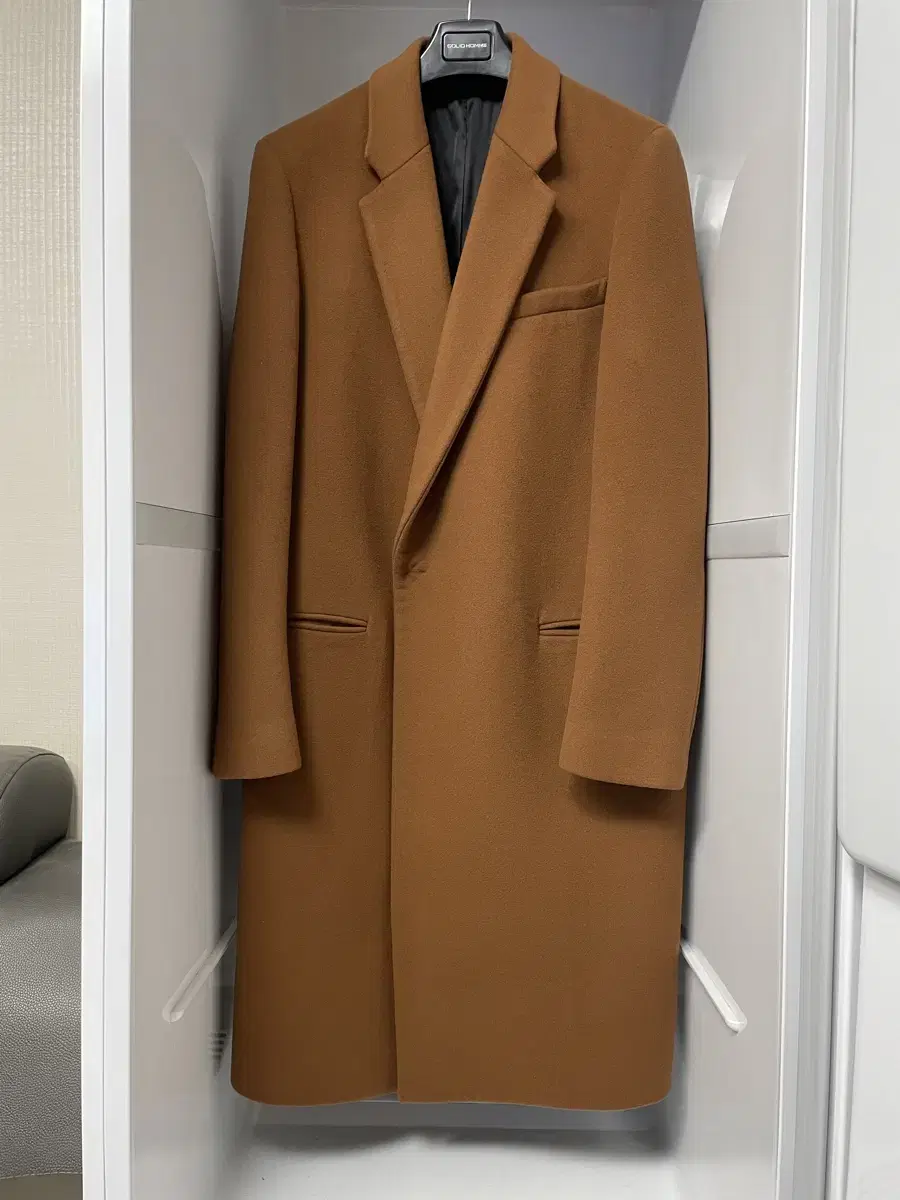 Solid Homme Soline camel snap-button coat size 48