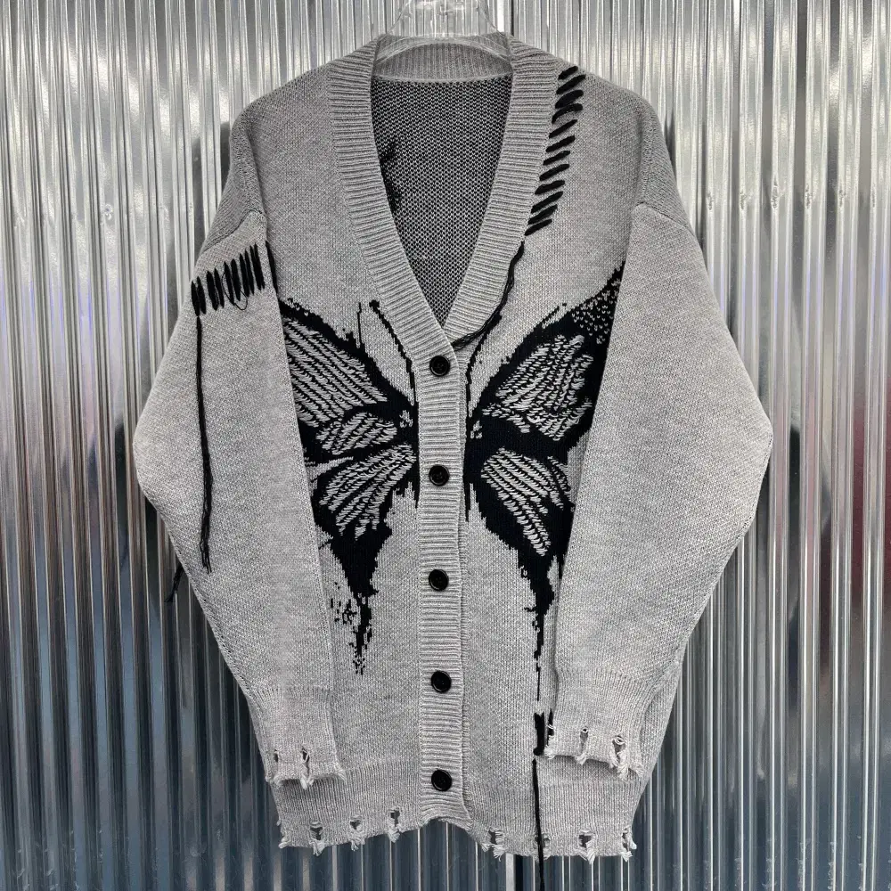 [NEW] Butterfly Butterfly Damage Knit Cardigan (FREE) I674