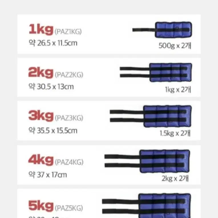 모래주머니 0.5kg 1kg 2kg 3kg 4kg 5kg 6kg (새상품