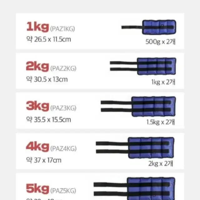 모래주머니 0.5kg 1kg 2kg 3kg 4kg 5kg 6kg (새상품