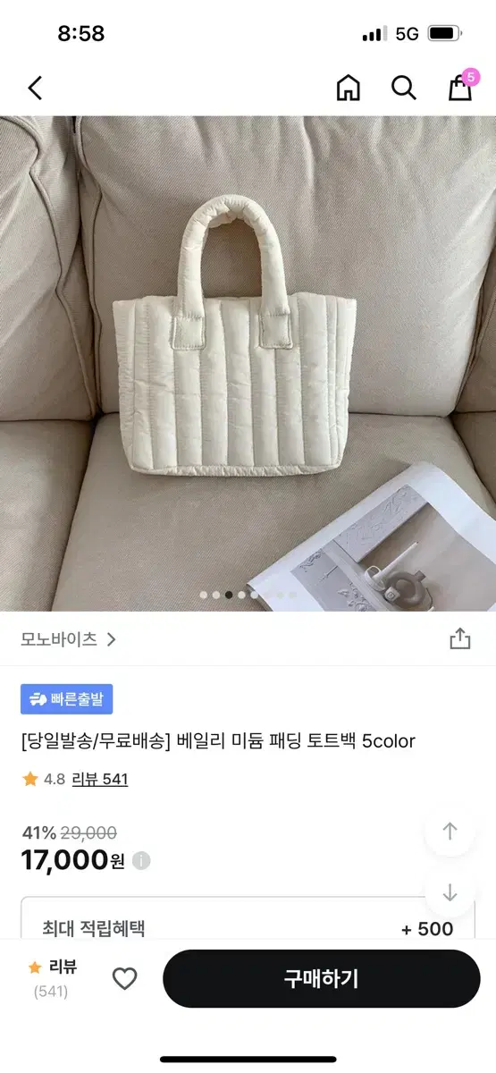 지그재그 모노바이츠 패딩백