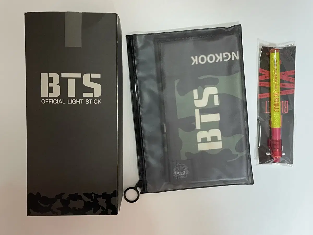 I'm selling BTS lightsticks and slogans.