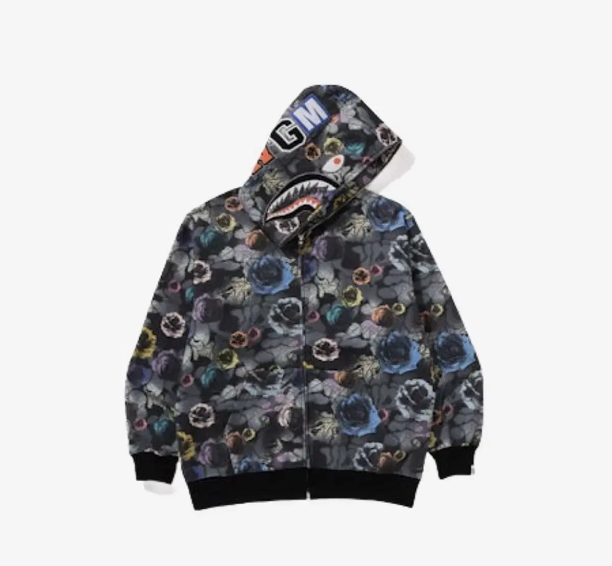 Vape Floral Camo Floral Shark Hoodie Zip Up L