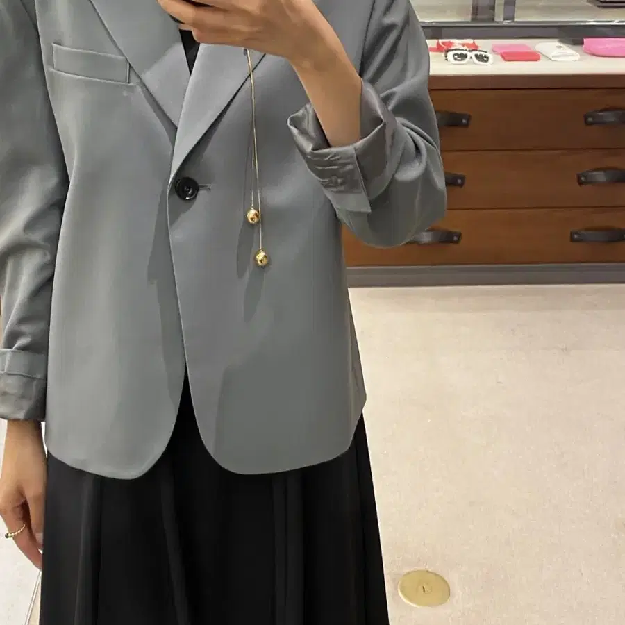 원모어띵 자켓 knotted classic jacket 딘블루