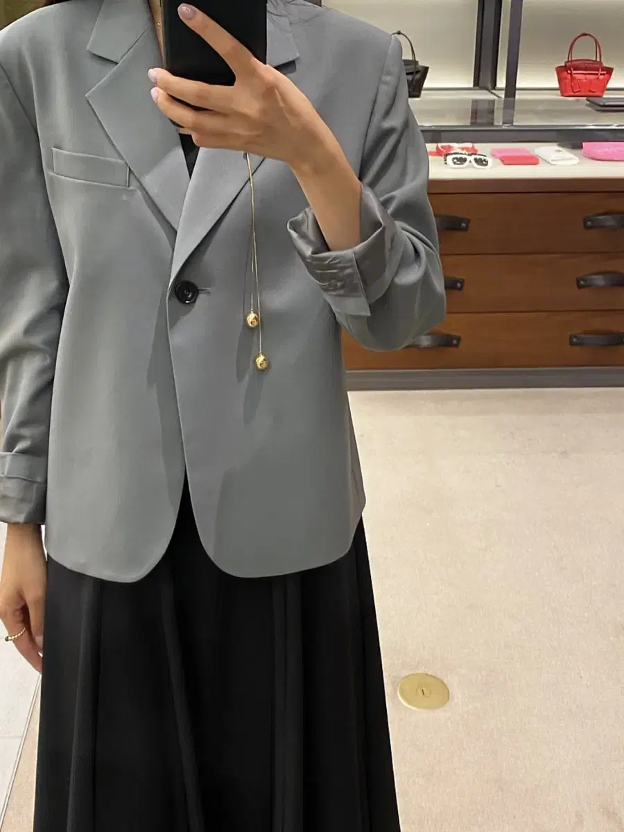 원모어띵 자켓 knotted classic jacket 딘블루