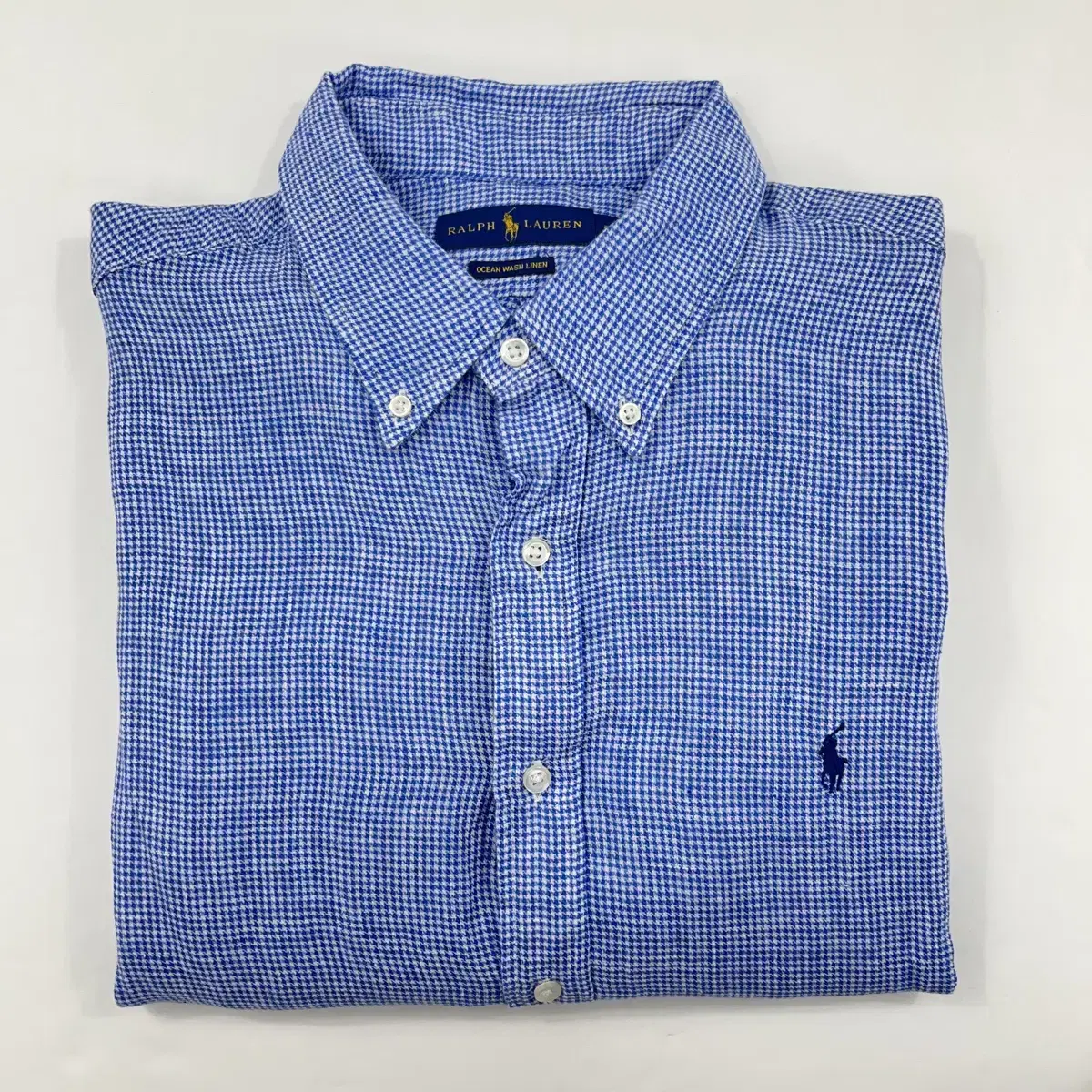 (CT458) XXL Polo Linen Check Long Sleeve Shirt.polo