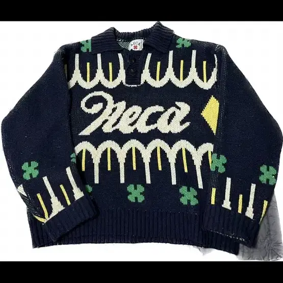 AECA COWICHAN COLLAR KNIT-NAVY