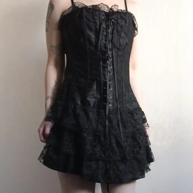 Gothic mood corset lace top onepiece