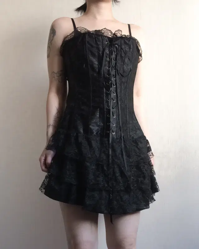 Gothic mood corset lace top onepiece